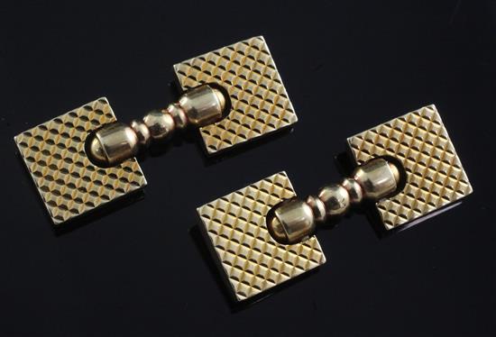 A pair of Cartier 14ct gold cufflinks, 33mm.